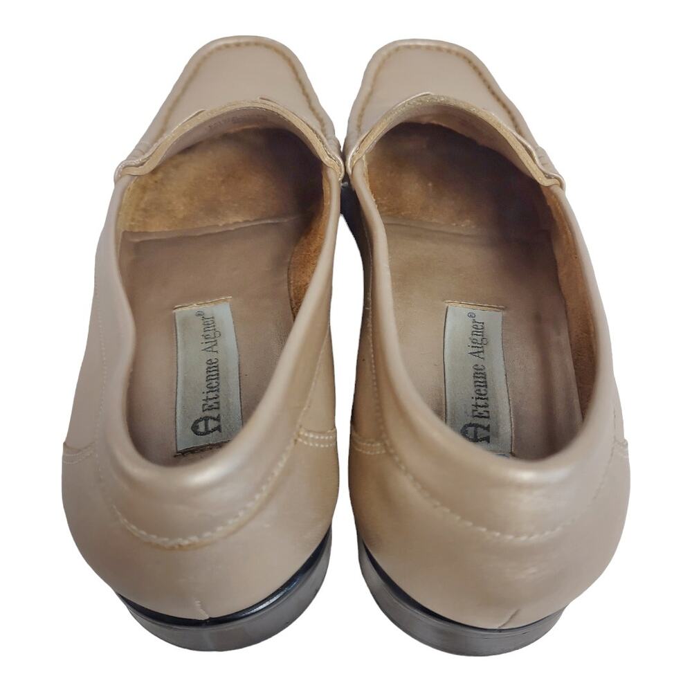 ETIENNE AIGNER Bronze Shimmer Penny Loafers Sz 9 Business Casual Preppy Classic - Picture 6 of 13
